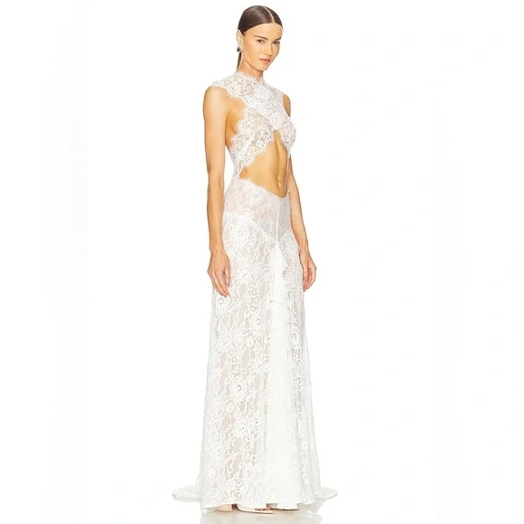 NWOT BRONX AND BANCO Naia Lace Gown in White Wedding Evening Gown - Picture 3 of 16